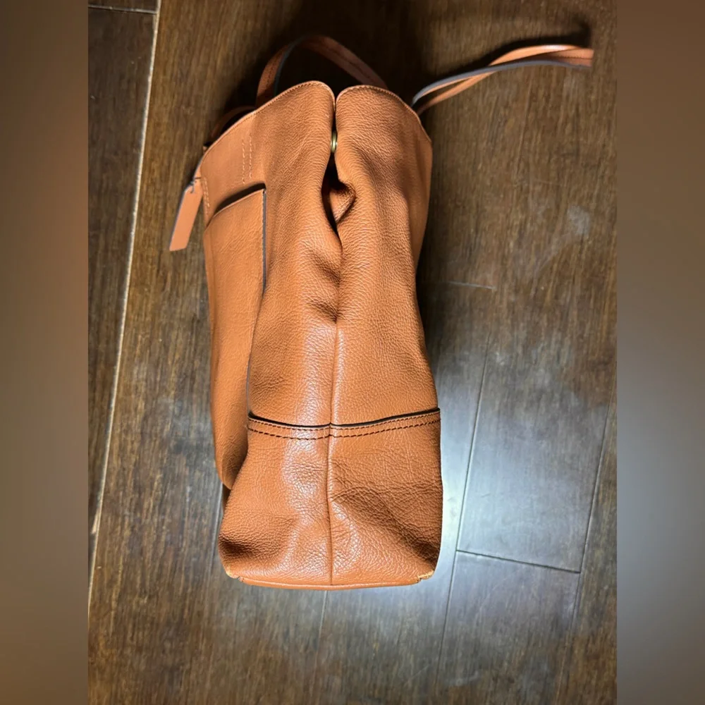 J.Crew All Day Leather Tote Bag Roasted Chestnut Brown Shoulder Handbag - Picture 10 of 11